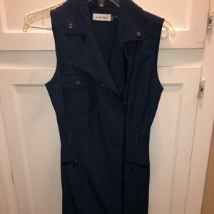 Navy Blue Sleeveless Vest Dress!